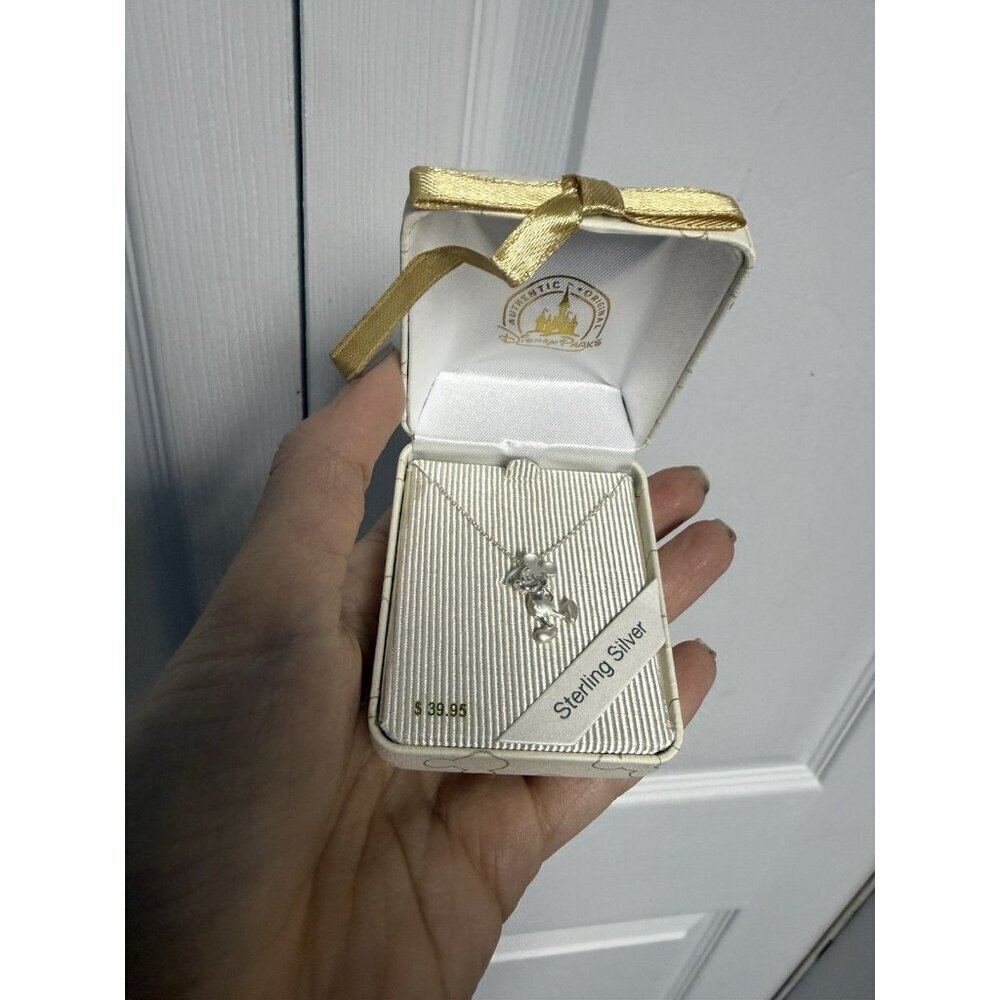 Mickey Mouse .925 Sterling Silver Necklace Disney Park Authentic Gift Boxed✿